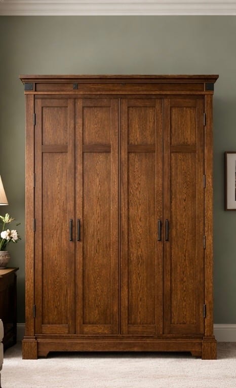 Handmade oak wardrobe with traditional panelled doors