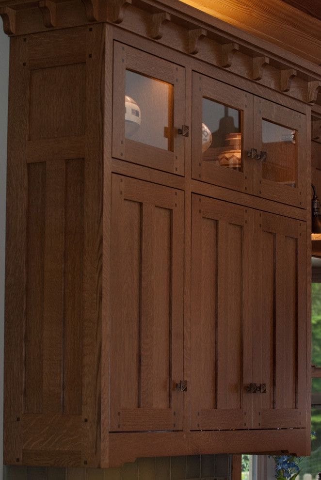 Detail of bespoke kitchen cabinetry showing joinery craftsmanship and timber detailing