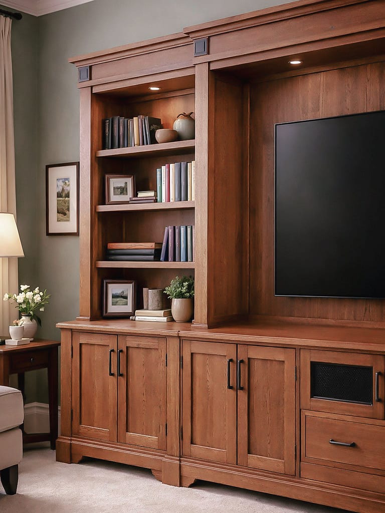 Made to measure oak media unit, bespoke joinery